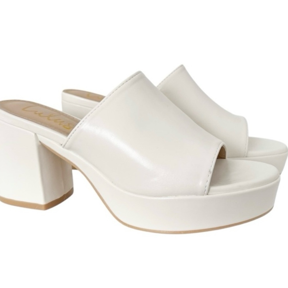 Lulus Curtis White Platform Mules 7